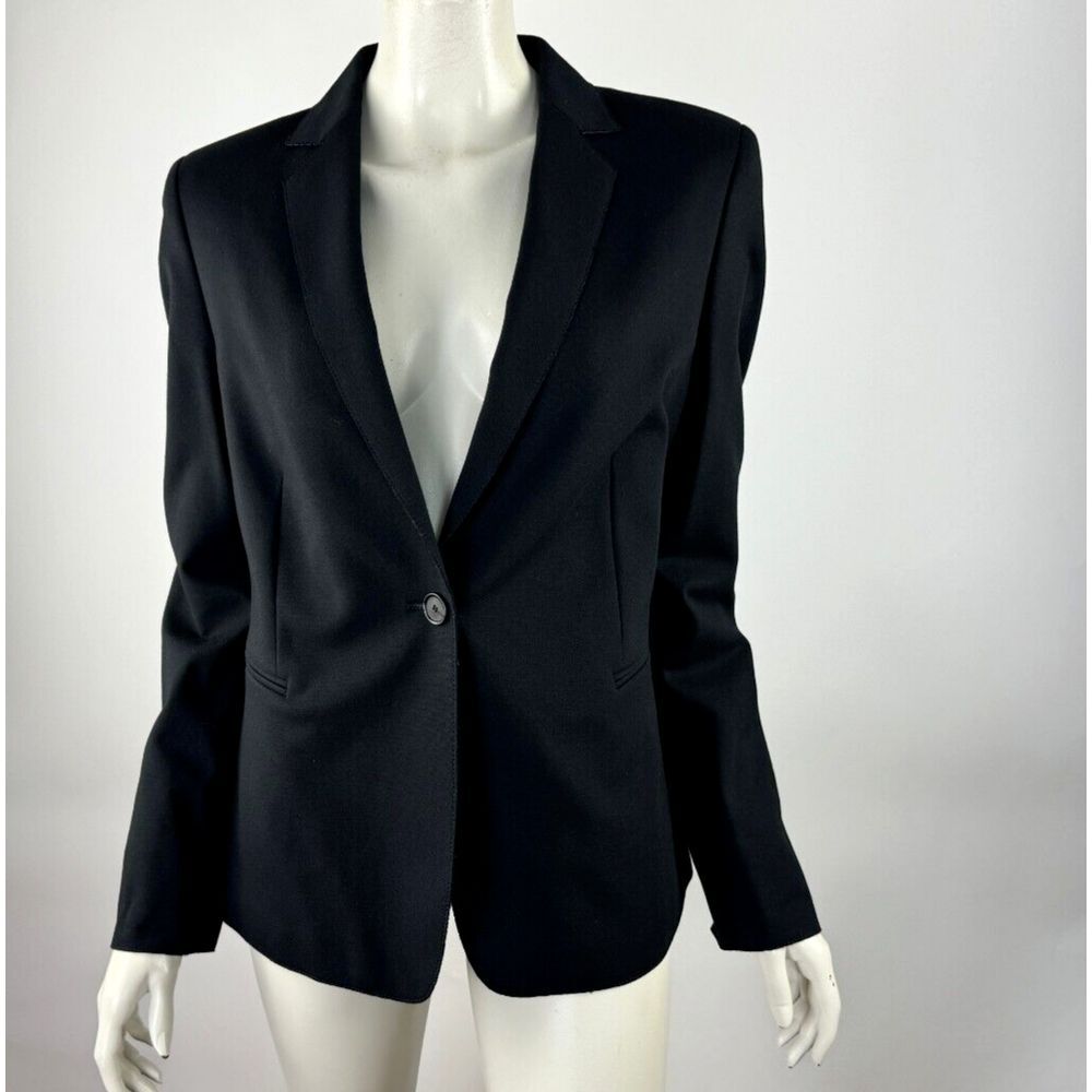 Akris Punto One Button Blazer Women‎ 14 EUC Long Sleeve Lined Collared Jacket